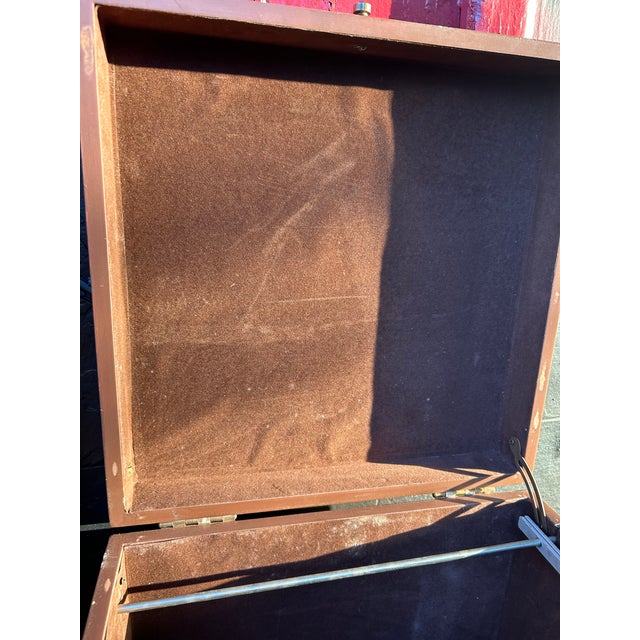 Vintage Mid-Century Italian Florentine Style 16” Square Wooden Hanging File Boxes With Velveteen Interiors - A Pair For Sale - Image 4 of 10