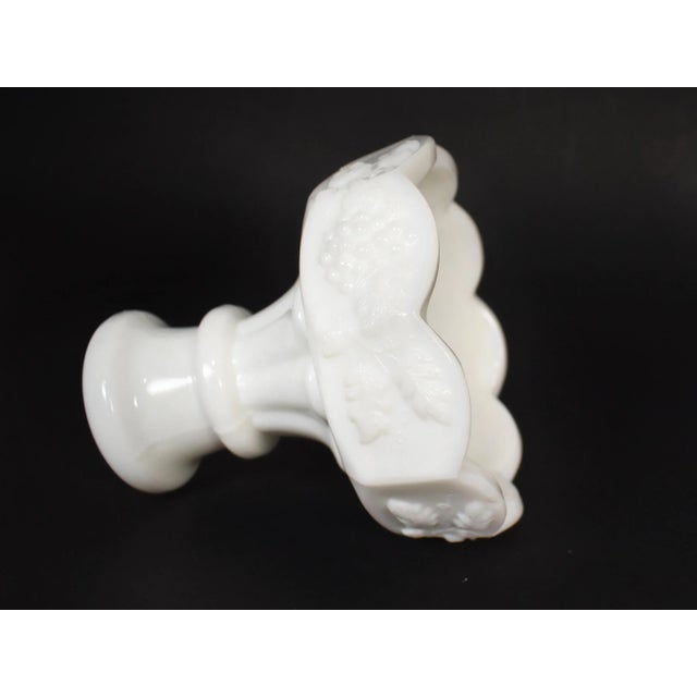 Westmoreland Glass Vintage Westmoreland Milk Glass Single Light Grape Pattern Candle Holders- Set of 4 For Sale - Image 4 of 9