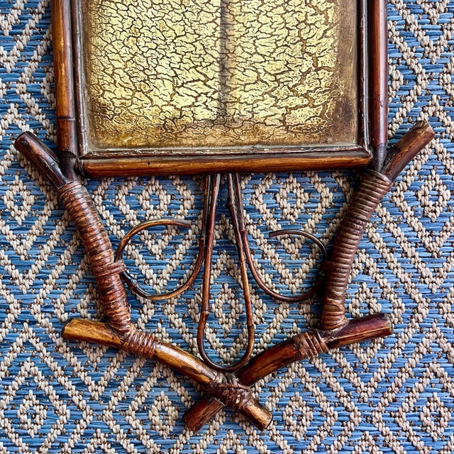 1990s Vintage Bamboo Framed Palm Tree Wall Art For Sale - Image 5 of 11