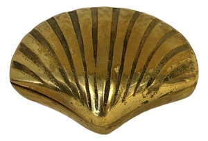 Vintage Solid Brass Coastal Clamshell Trinket Box