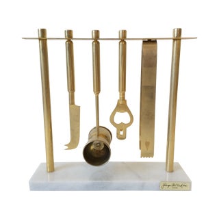 Georges Briard Brass & Marble Bar Tool Set For Sale