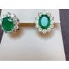 6 Ct Oval Shape Emerald & 3 Ct Diamond Post Back Earrings 14 Karat White Gold For Sale - Image 16 of 18