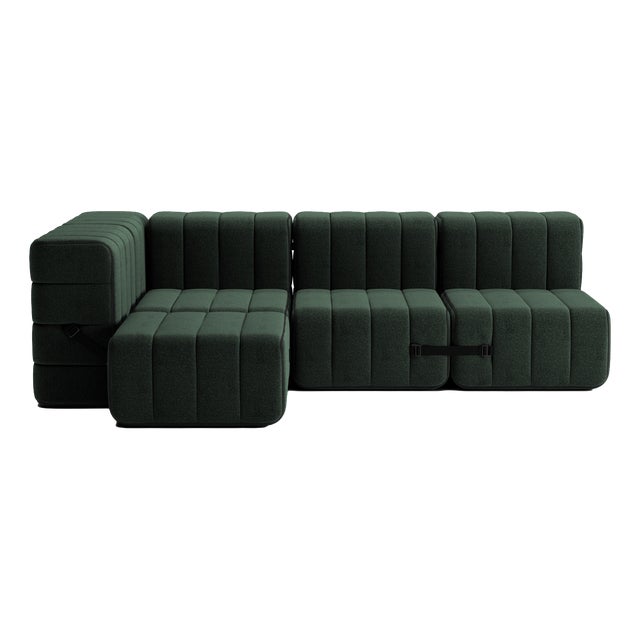 Curt Modular Set - Flexible Small Corner Sofa - Dama - 0061 (Dark Green) by Ambivalenz, Set of 9 For Sale