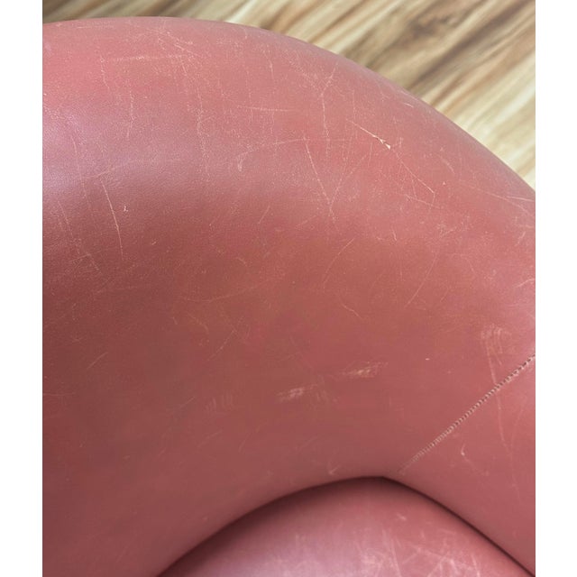 Vintage MCM Barrel Chairs in Blush Leather, a Pair For Sale - Image 9 of 12