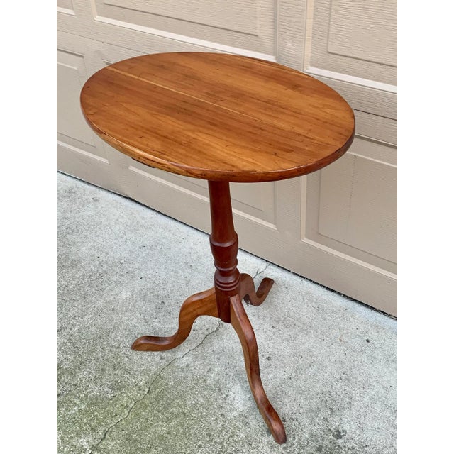 American Antique Georgian Cherry Candle Stand or Side Table, Mid 19th Century For Sale - Image 3 of 11