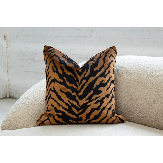 Belgium Velvet Tiger Pillows For Sale - Image 4 of 5