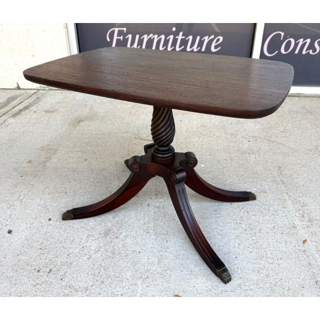 Early 20th Century Vintage Brandt Accent Table With Twisted Pedestal Base & Claw Feet For Sale - Image 5 of 12