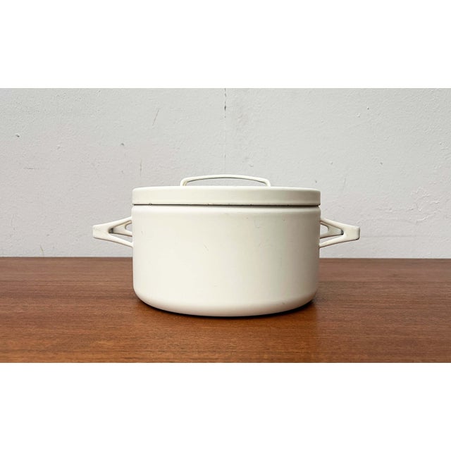 Metal Mid-Century Modern White Minimalist Enamel Pot by Seppo Mallat for Finel, 1960s For Sale - Image 7 of 18