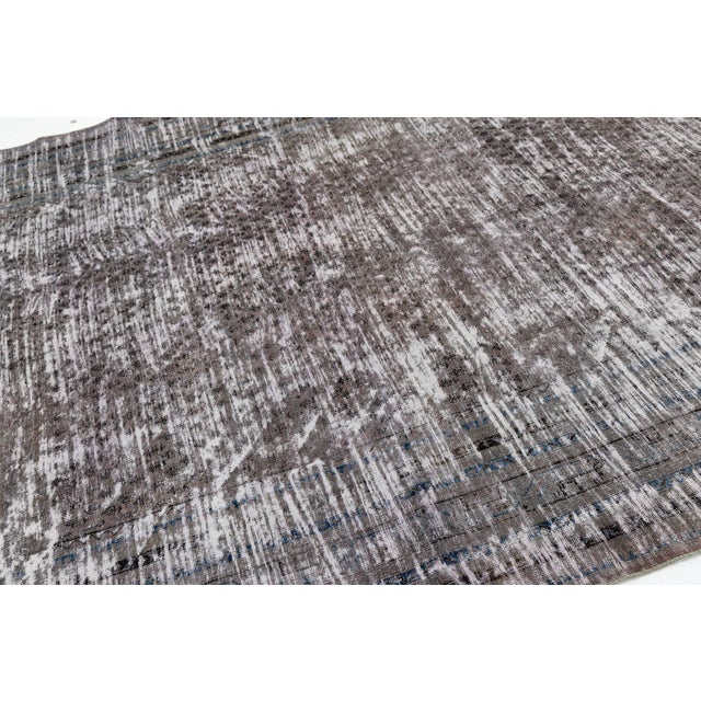 Textile Antique Tabriz Distressed Wool Rug With Muted Earth Tones & Indigo For Sale - Image 7 of 10
