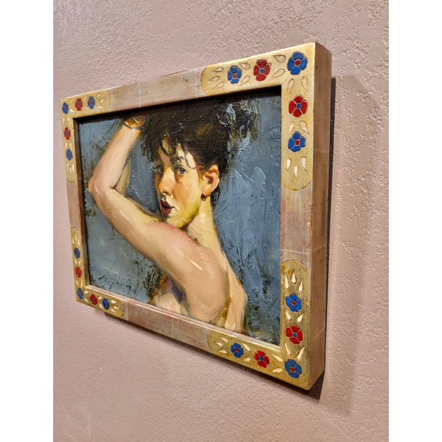 Light Pink Malcolm Liepke -Young Girl Feeling Sexy -Oil Painting For Sale - Image 8 of 8