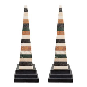 Pair of Early 20th Century Italian Specimen Grand Tour Style Obelisks