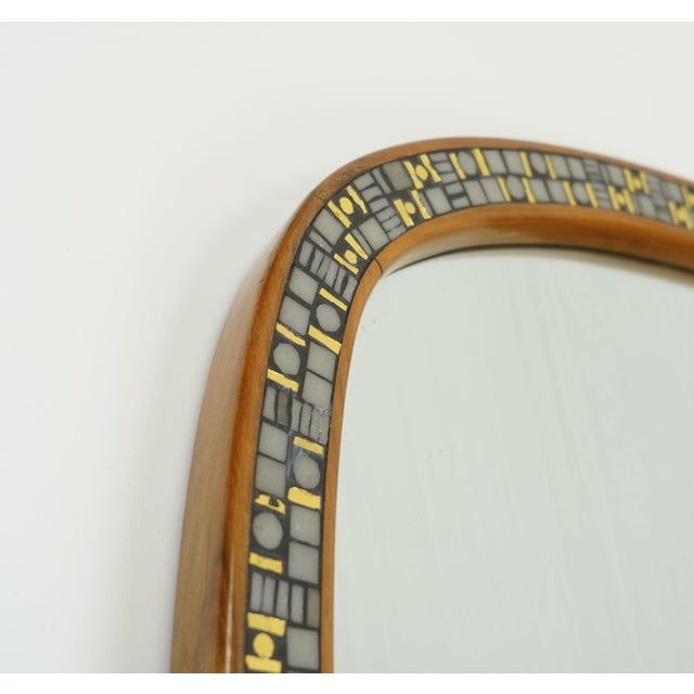 Mid-Century Modern Mid-Century Modern Mirror with Mosaic and Cherrywood Frame, 1950s For Sale - Image 3 of 11