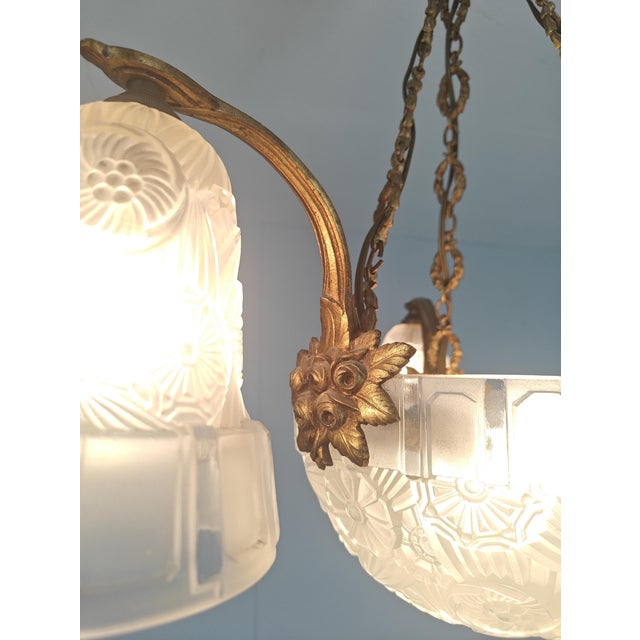 Art Deco Chandelier from Hettier & Vincent, France, 1920s For Sale - Image 6 of 11