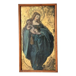 Mary and Child, 1800s, Large Oil on Canvas For Sale