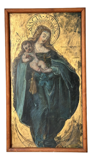 Mary and Child, 1800s, Large Oil on Canvas