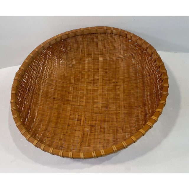 Vintage Woven Winnowing Basket For Sale In Dallas - Image 6 of 8