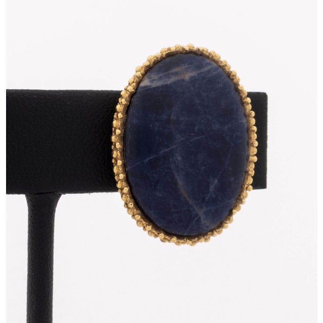 Contemporary Lalaounis 18k Yellow Gold and Lapis Earrings For Sale - Image 3 of 10