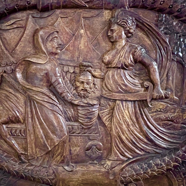 Baroque Large Limewood Relief Plaque of Judith and Holofernes, 18th Century For Sale - Image 3 of 8