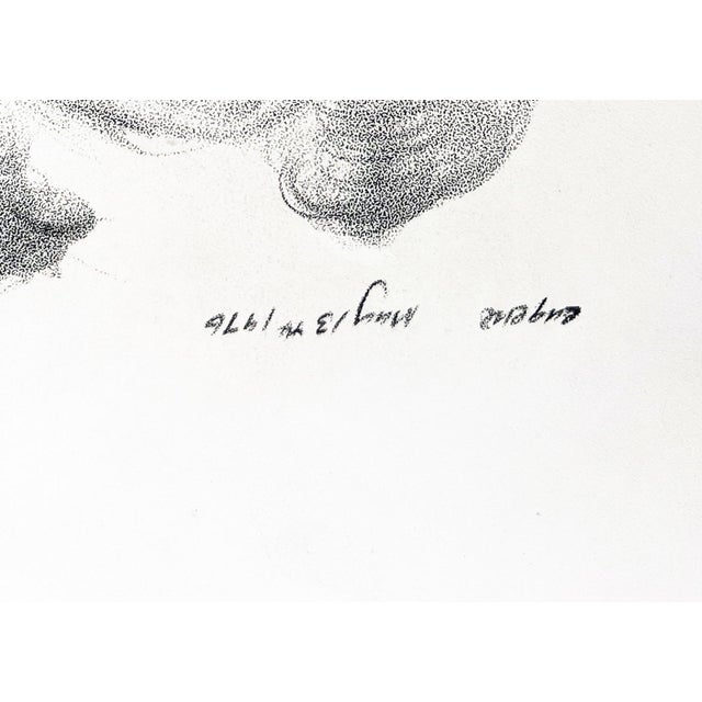 Bohemian Woman - Rare and Signed Graphite Portrait Drawing on Textured Paper by Eugene Hawkins For Sale - Image 9 of 12