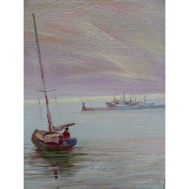 Textile Oluf Olsen Tara, Leaving Port, 1981, Oil Painting on Canvas, Framed For Sale - Image 7 of 14