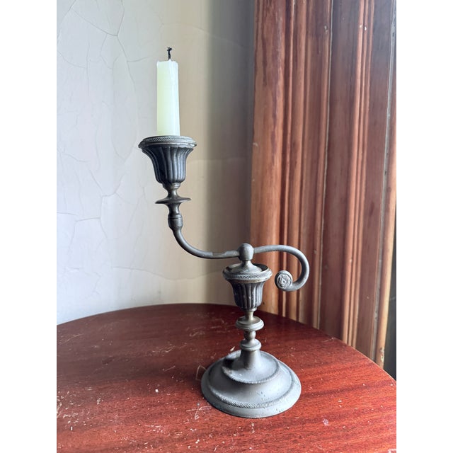 Early 20th Century Asymtetrical Pewter Candlestick Holder For Sale - Image 9 of 13