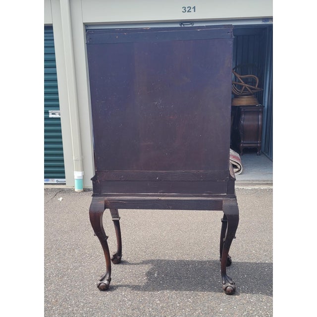 Stunning Rare 1920s Inlaid Carved Accent Cabinet For Sale - Image 4 of 18