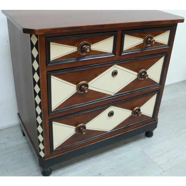 Chest of Drawers in Dark Nutwood and Ivory White, 1900s For Sale - Image 6 of 7