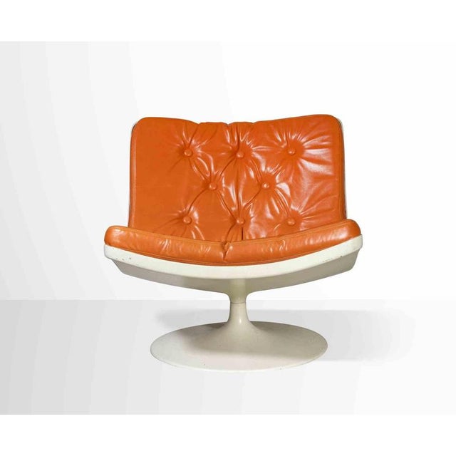 Artifort F976 Chair in Orange Leather by Geoffrey Harcourt, Italy, 1970s For Sale - Image 3 of 9