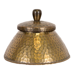 Roycroft Arts & Crafts Hammered Brass Over Copper Inkwell, Circa 1920s