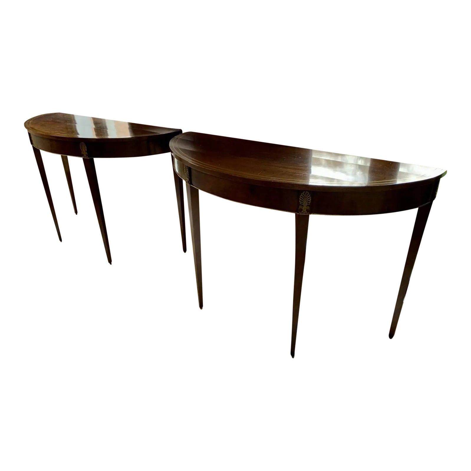 19th Century Antique Demilune Console Tables With Brass Ormolu Mounts—A ...