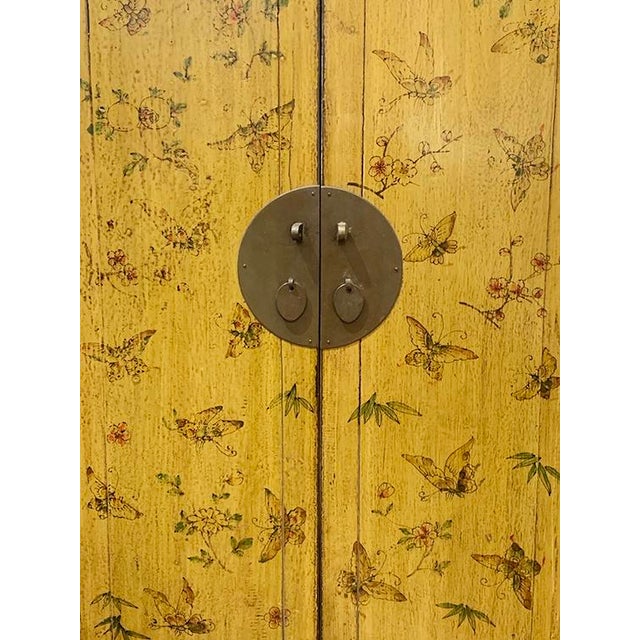 1970s Vintage Hand Painted Butterfly Tall Cabinet For Sale In New York - Image 6 of 7