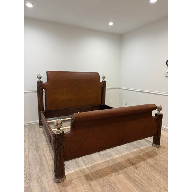 Cinnamon Attributed Thomasville Ernest Hemingway Kilimanjaro Collection King Size Rattan Bed For Sale - Image 8 of 12