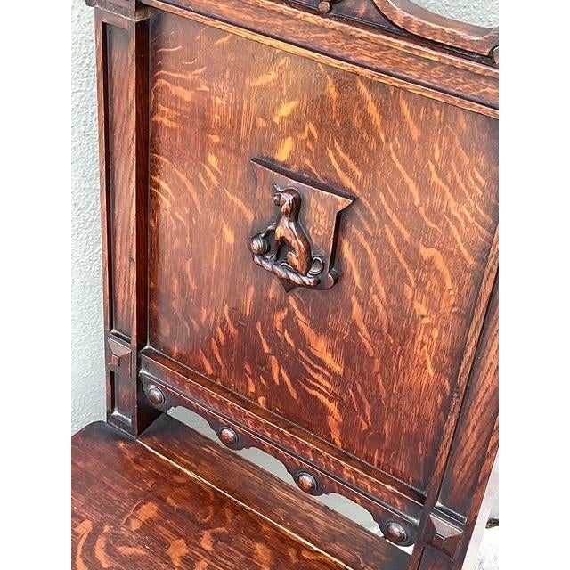 Brown Vintage English Hall Chair With Dog Motif For Sale - Image 8 of 12
