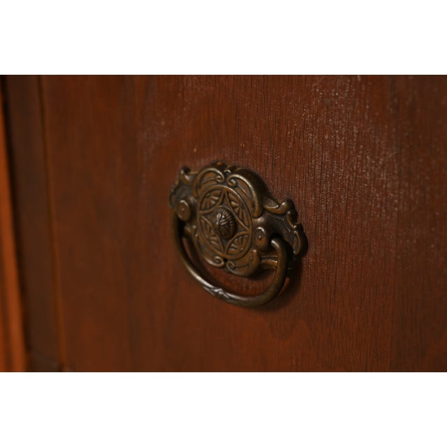 Berkey & Gay Style Antique Art Deco Carved Walnut Three-Drawer Dresser or Chest of Drawers, Circa 1930s For Sale - Image 9 of 15