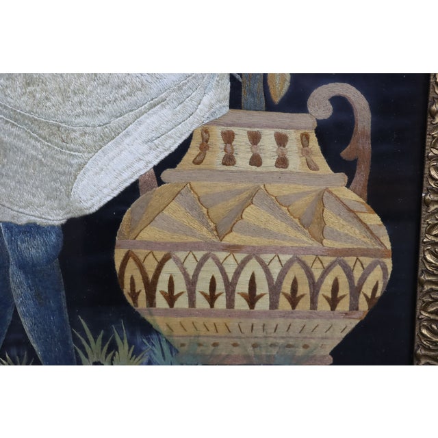 Victorian Victorian Needlework Portrait of a Young Girl With Watercolor Background, Gilt Frame For Sale - Image 3 of 17