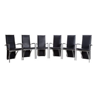 RST Chair Dining Chairs in Black Leather from Ronald Schmitt, Set of 6 For Sale