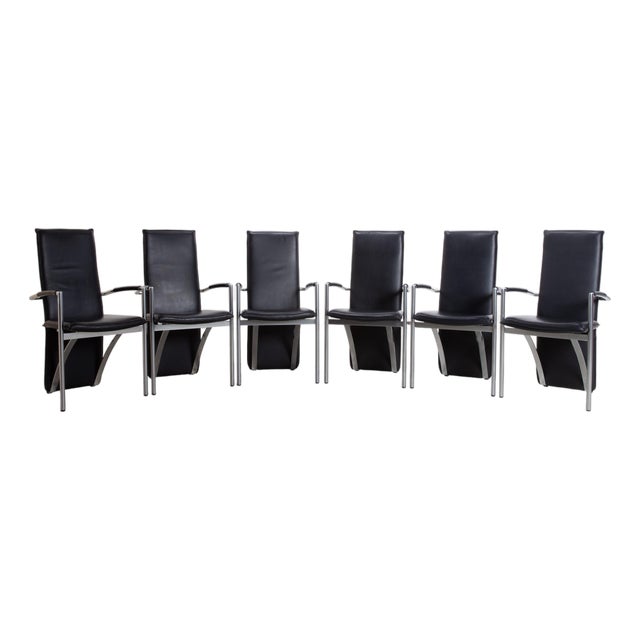 RST Chair Dining Chairs in Black Leather from Ronald Schmitt, Set of 6 For Sale