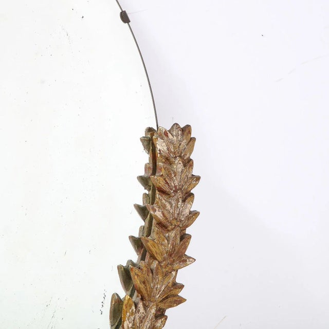 Bronze Mid-Century Modern Mirror With Bronze Crest Detailing For Sale - Image 8 of 10