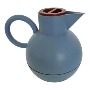 1990s Alessi "Euclid" Thermos Flask by Michael Graves Memphis Design Blue and Burgundy