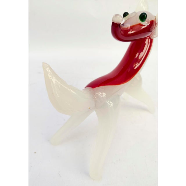 Glass Vintage White and Red Murano Glass Fox Figurine attributed to Murano for Maestri di Murano, 1950s For Sale - Image 7 of 10