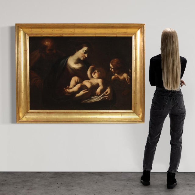 Italian Artist, Holy Family, 1660, Oil on Canvas For Sale - Image 3 of 16