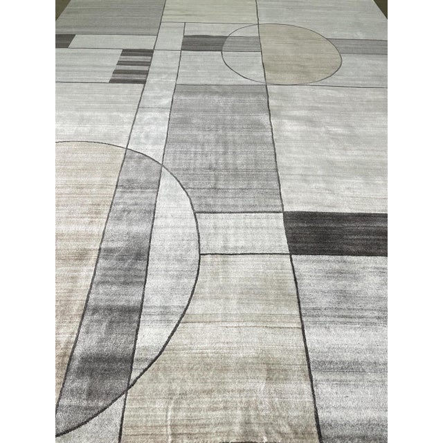Beautiful hand knotted modern rug. Made of 75% wool and 25% cotton with very modern design and colors, this extremely...