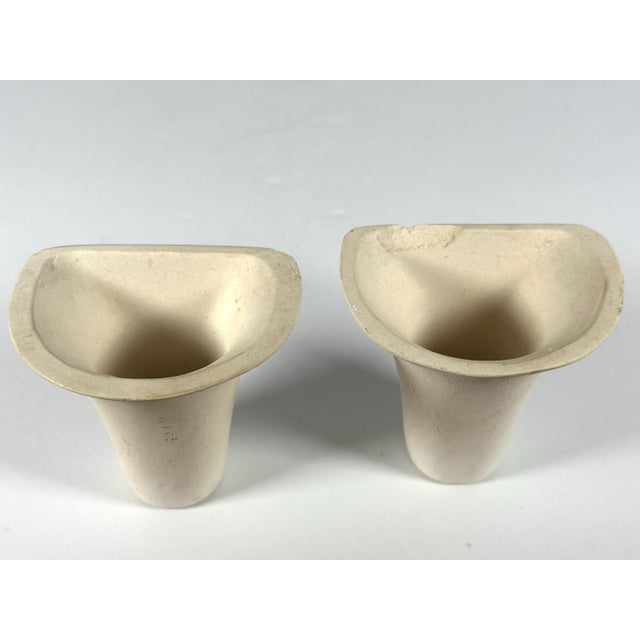 Italian Porcelain Wall Pocket Pair: Woven Basketweave Floral Sconces For Sale - Image 6 of 10