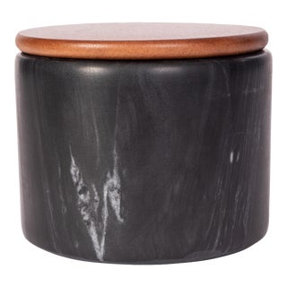 Artifacts Trading Company Storage Canister with Sealed Wood Top in Black, Small For Sale
