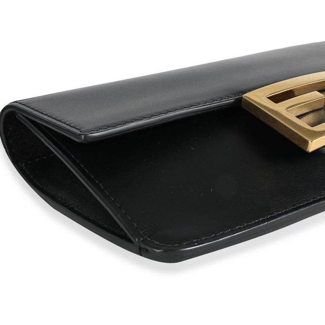 2010s Black Calfskin Mini Flat Baguette with Strap For Sale - Image 5 of 7