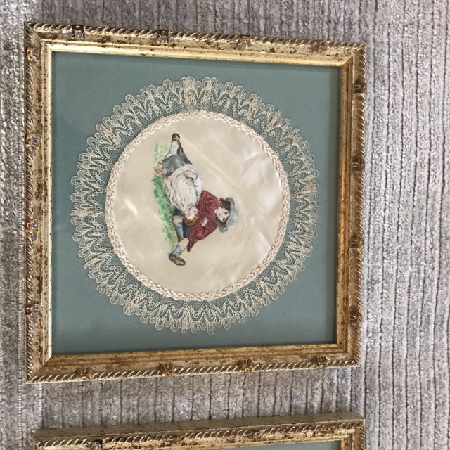 Framed Antique Painted Silks Set of 5 Chairish