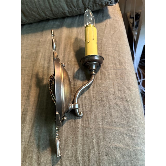 Antique Brass Wall Sconce For Sale - Image 4 of 6