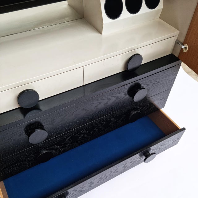 Black Brutalist Black Bar Cabinet with Two Doors and Three Drawers, Belgium, 1970s For Sale - Image 8 of 17