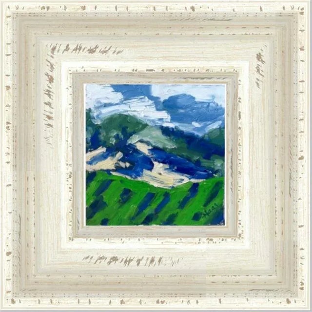 Modern Abstract Vineyard (6″×6″, Original Oil on Masonite) For Sale - Image 9 of 10