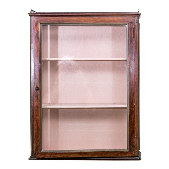Small Antique Mahogany Wall-Hanging Vitrine Display Cabinet For Sale